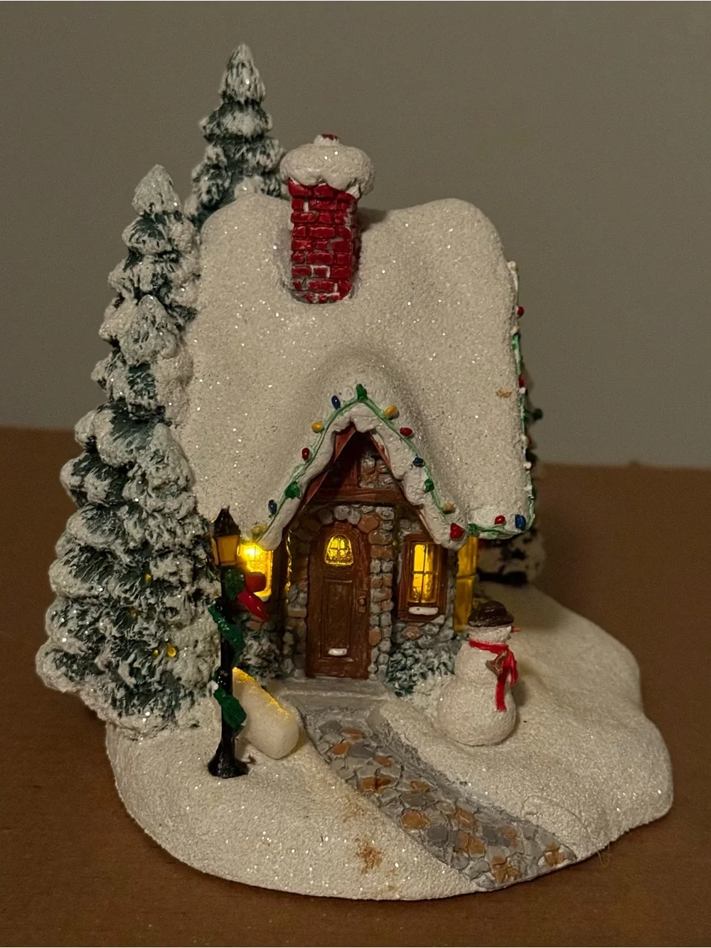 Thomas Kinkade Stillwater Cottage Christmas Village House Teleflora Light Up Vtg